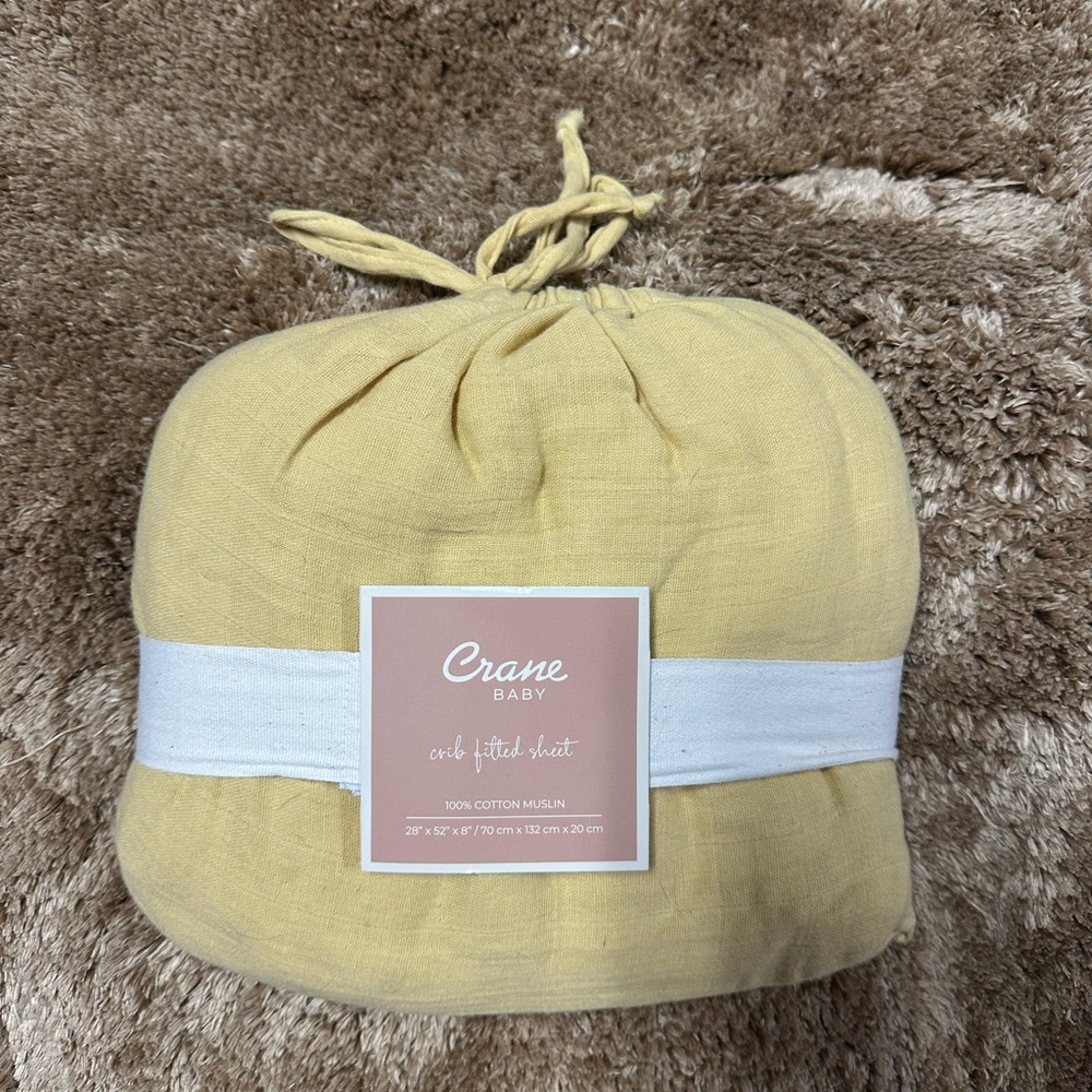 Crane Baby Yellow Crib Fitted Sheet